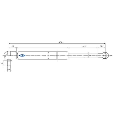 Molla A Gas Estensione Max 450mm Corsa 184mm 350 N - Foto 2