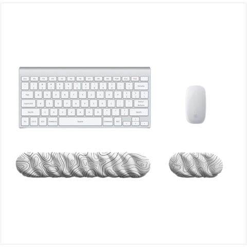 Combo Ergonomico Poggiapolsi Tastiera E Mouse Pad Per Sollievo Affaticamento Mani In Ufficio Black&white - Foto 1