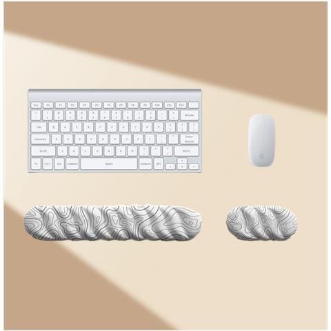 Combo Ergonomico Poggiapolsi Tastiera E Mouse Pad Per Sollievo Affaticamento Mani In Ufficio Black&white - Foto 3
