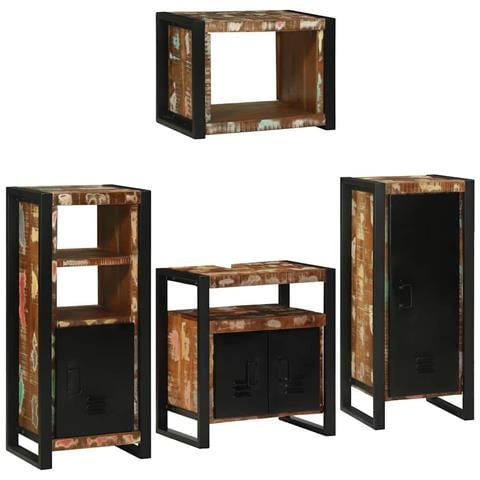 Set di mobili per il bagno 4 pcs Legno massello riciclato - Foto 1