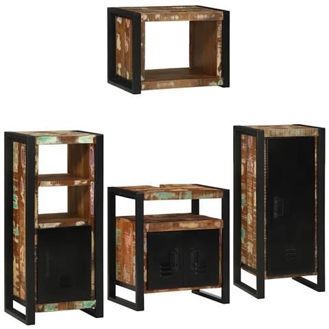 Set di mobili per il bagno 4 pcs Legno massello riciclato - Foto 2