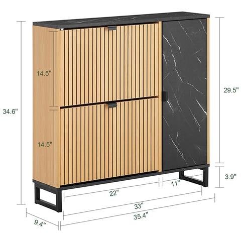 Scarpiera Salvaspazio 2 Ante, Nero Marmo E Legno, Per 8 Paia Di Scarpe - Foto 7