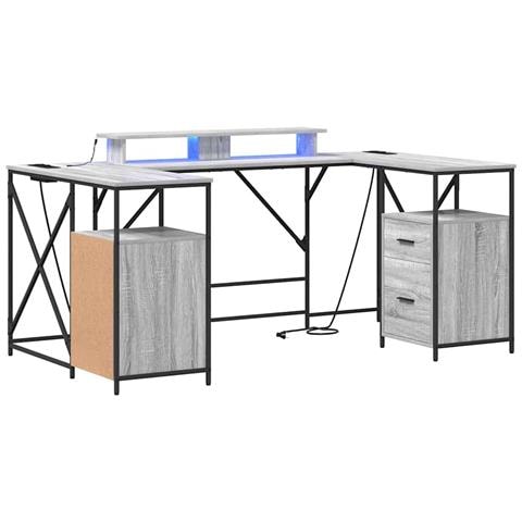 Scrivania Grigio sonoma 182 x 101 x 87.5 cm Legno multistrato - Foto 1