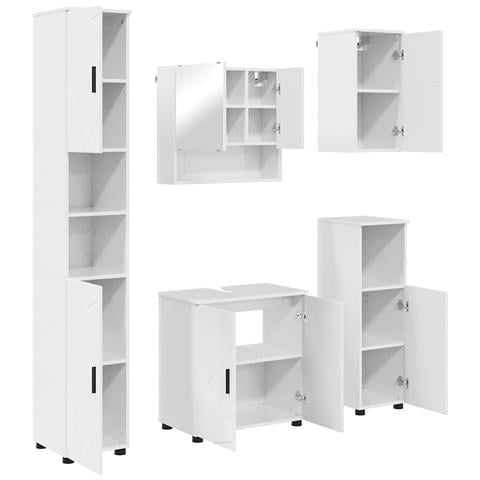 Set di mobili per il bagno 5 pcs Bianco lucido 61 x 35 x 64 cm - Foto 1