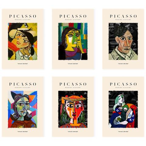 Nacnic Set Di 6 Stampe Künstlerischen Illustrationen Von Pablo Picasso Dunkel Sammlung Von Dekorationsgemälden Im Kunstgalerie Stil A3 Senza Cornice - Foto 1