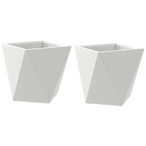 Fioriera 2 pcs Bianco 30 x 30 x 30 cm Acciaio - Foto 1