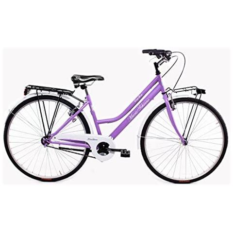 Mario Schiano City Bike 28'' - Bici Da Città, Donna, Ruote 28'', Cambio 1 Velocità, Telaio Acciaio, Con Accessori - Colore Glicine - Foto 1
