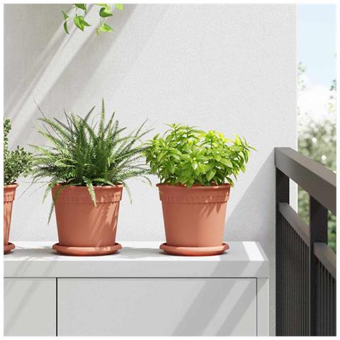 Vaso Rotondo per Fiori 24 pcs Rosso Mattone Ø 17 x 14 cm - Foto 2