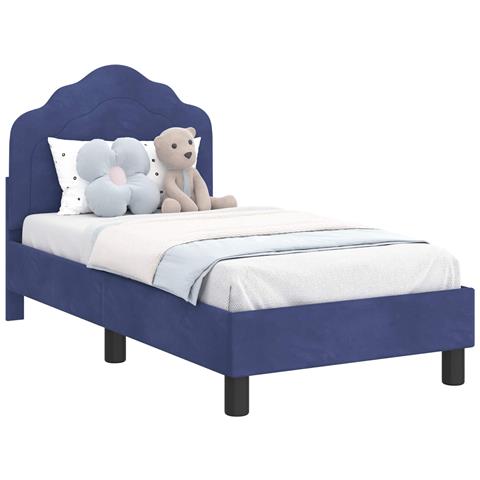 Struttura letto per bambini con testata Blu Polizia 70 x 140 cm - Foto 1