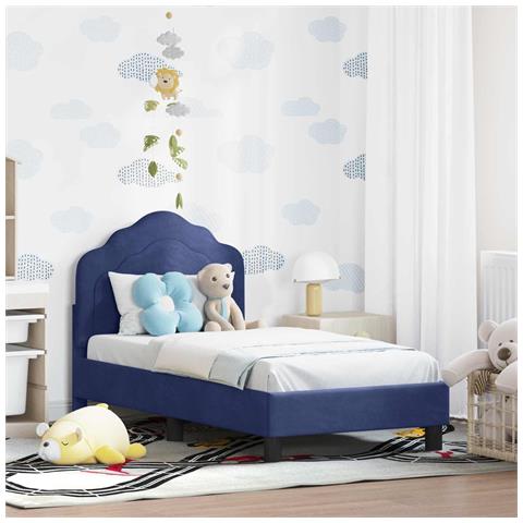 Struttura letto per bambini con testata Blu Polizia 70 x 140 cm - Foto 2