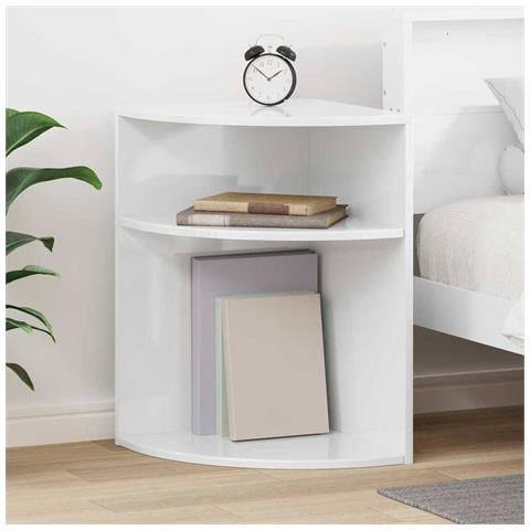 Tavolino Bianco Lucido 39,7 x 39,7 x 60 cm Legno multistrato - Foto 2