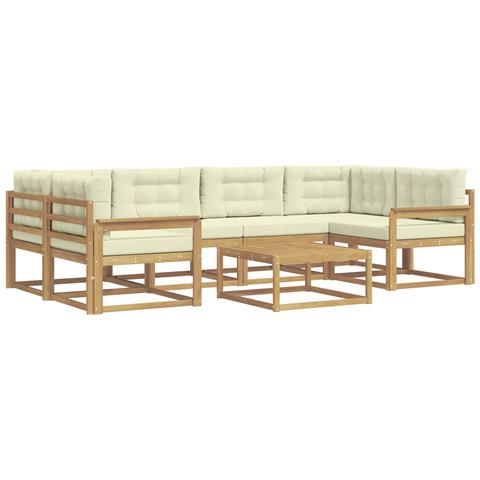 Set di divani da esterno con cuscino 5 pcs Bianco e Crema - Foto 1