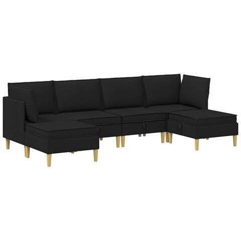 Set di divani modulari con spazio di archiviazione 6 pcs Nero - Foto 1