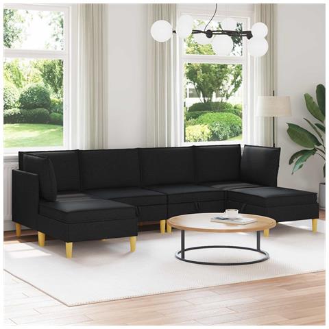 Set di divani modulari con spazio di archiviazione 6 pcs Nero - Foto 2