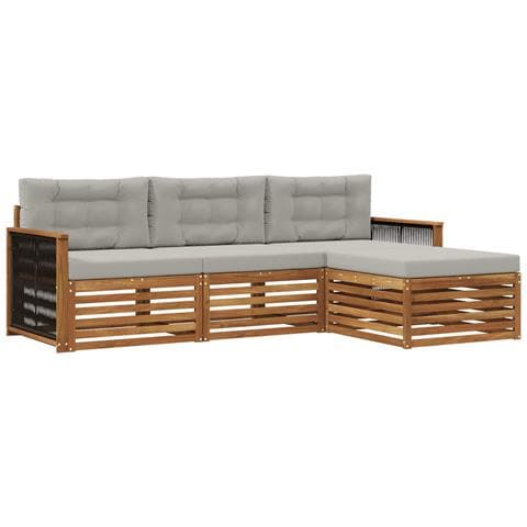 Set di divani da esterno con cuscino Naturale e Grigio Chiaro - Foto 1