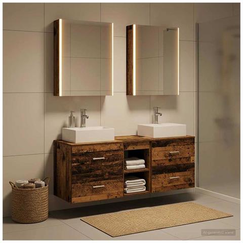Set di mobili per il bagno 5 pcs Legno antico - Foto 2