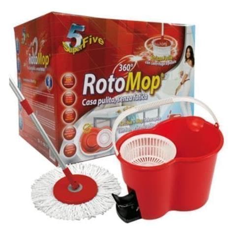 Mop Moscio Rotante In Microfibra + Secchio Strizzante Pulizia Casa 005016 - Foto 2