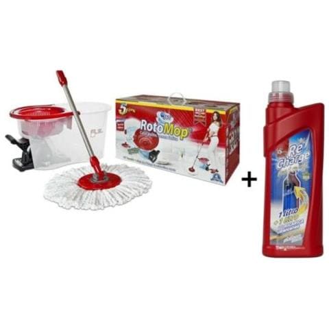 Mop Moscio Rotante In Microfibra + Secchio Strizzante Pulizia Casa 005016 - Foto 5