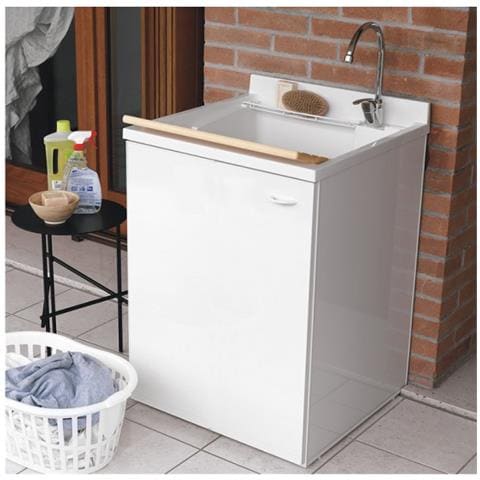 Mobile Lavatoio Da Esterno   Forte A 1 Anta Con Asse Bianco - 45 Cm Bianco A Magazzino - Foto 1