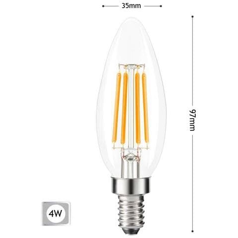 Lampadina Led Luce Calda 4w Oliva Filamento Candela In Vetro Trasparente E14 C35 - Foto 2