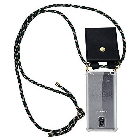 Catena Di Telefoni Cellulari Compatibile Con Samsung Galaxy Note 4 In Camouflage - Coperchio Protettivo In Silicone Con Anelli D'oro, Cinturino In Corda E Custodia Staccabile - Foto 1