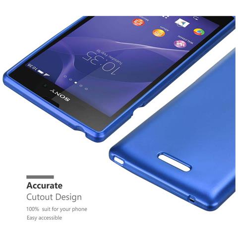 Custodia Compatibile Con Sony Xperia T3 In Blu Metallico - Coperchio Protettivo In Silicone Tpu Flessibile - Foto 7