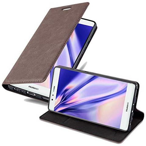 Custodia Compatibile Con Huawei P9 In Bruno Caffè - Coperchio Protettiva Con Chiusura Magnetica, Funzione Stand E Tasca Per Le Carte - Foto 1