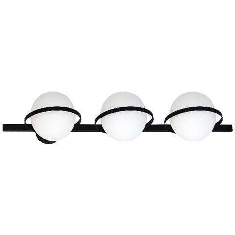 Lampada A Parete Boote - Applique - Nero In Metallo, Vetro, 75 X 21 X 19 Cm, 3 X E14, Max 40w - Foto 1