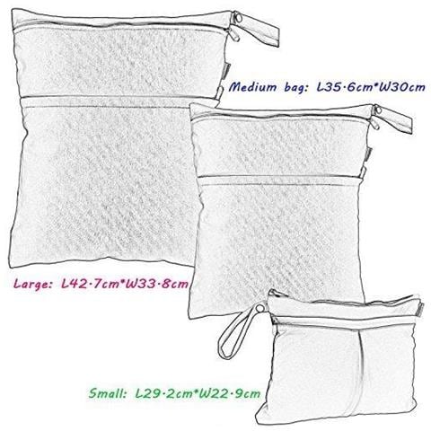 3pcs Dry Bag Pacchetto Wet Per Pannolini Di Stoffa Pannolino Bag Daycare Dellorganizzatore Del Sacchetto Grigio Chevron - Foto 4