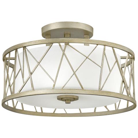 Plafoniera Semi Flush 3 Luci Foglia Argento, Attacco E27 - Foto 5