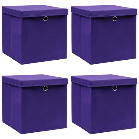 Contenitori con Coperchi 4 pz 28x28x28 cm Viola - Foto 1