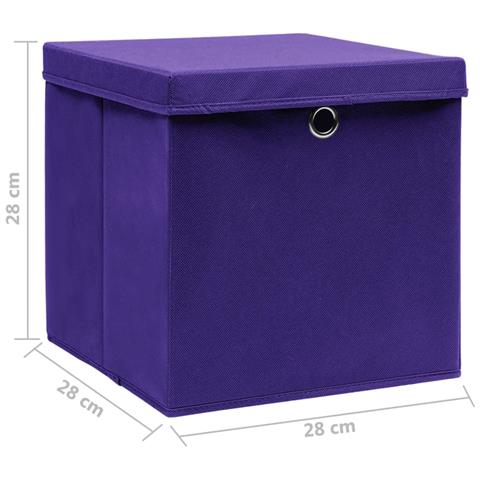 Contenitori con Coperchi 4 pz 28x28x28 cm Viola - Foto 6