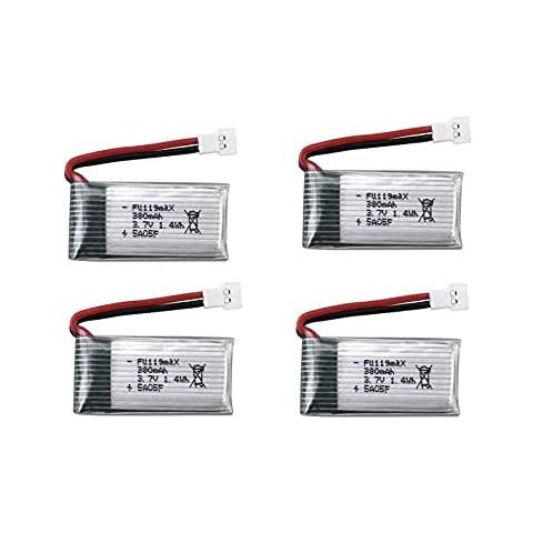 4 Pezzi Batteria Lipo Ricaricabile 3.7v 380mah Per Hubsan X4 H107c H107d H107l, syma X11 X11c, Hs170 Hs170c Rc Quadricottero - Foto 1