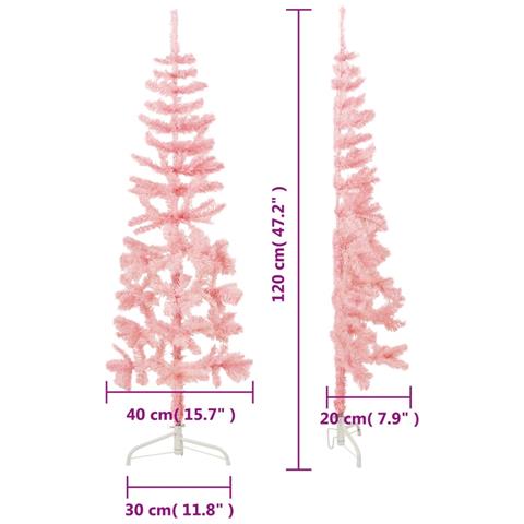 Albero Natale Artificiale Sottile A Metà E Supporto Rosa 120 Cm - Foto 2