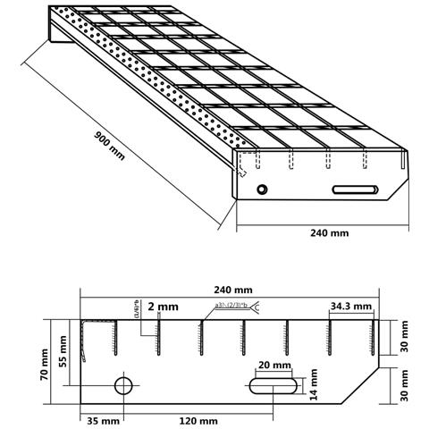 Gradino In Griglia 90x24x7 Cm Acciaio Zincato - Foto 2
