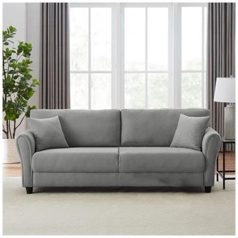 Lucerne Divano Dritto In Tessuto Grigio Chiaro A 4 Posti - Foto 2