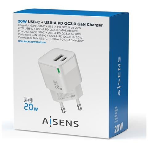 Asch-20w2p002-w Caricabatterie Per Dispositivi Mobili Universale Bianco Ac Ricarica Rapida Interno - Foto 1