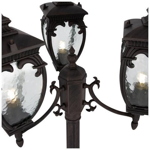 Lampada Da Terra Classica Da Esterno Alluminio Bronzo 3 Luci E27 60w Ip44 - Foto 2