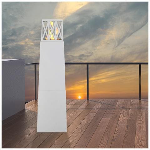 Camino A Bioetanolo Da Giardino Per Esterno Vulcano Bianco 40x40x145 - Foto 2