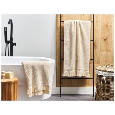 Set Di 2 Asciugamani Atiu Tessuto A Spugna Beige - Foto 1