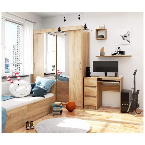 Scrivania per computer A6 sinistro, 3 cassetti, 90x50x77 cm, Colore Sonoma Quercia - Foto 6