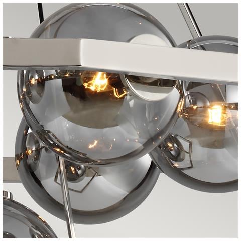 Lampadario Contemporaneo Harper Acciaio Nichel Lucido Vetro 7 Luci E14 - Foto 2