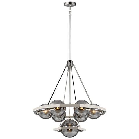 Lampadario Contemporaneo Harper Acciaio Nichel Lucido Vetro 7 Luci E14 - Foto 1
