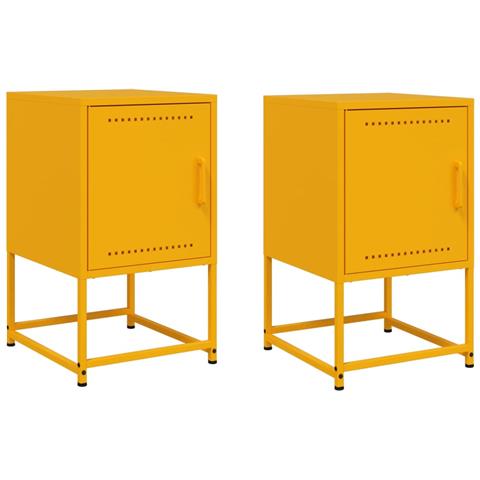 Comodini 2 Pz Giallo Senape 36x39x60,5 Cm In Acciaio - Foto 1