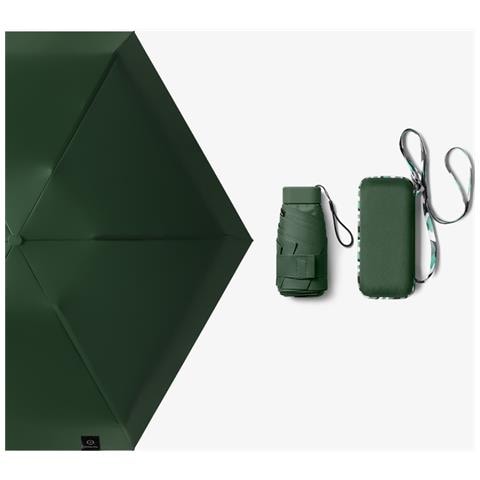 Ombrello Da Sole E Pioggia, Ombrello Tascabile Pieghevole A 5 Sezioni Green - Foto 5
