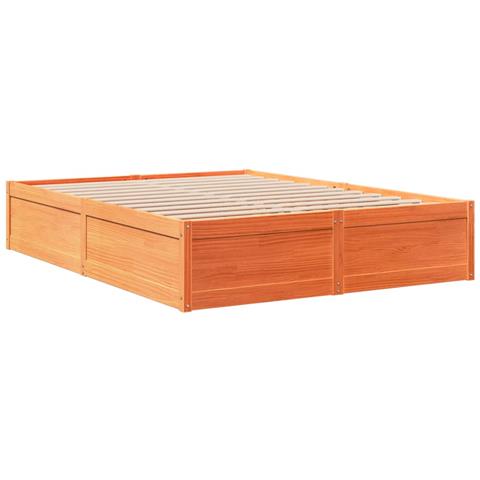Letto Senza Materasso Marrone Cera 140x190 Cm In Legno Di Pino - Foto 3