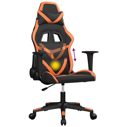 Sedia da Gaming Massaggiante Nero e Arancione in Similpelle - Foto 2