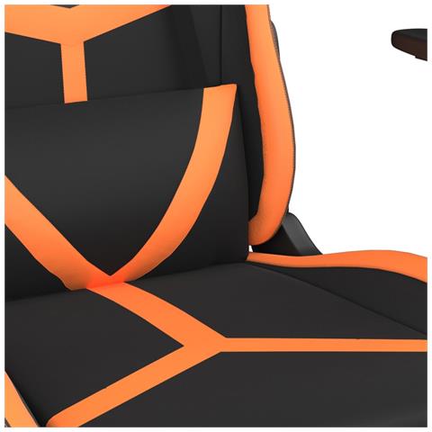 Sedia da Gaming Massaggiante Nero e Arancione in Similpelle - Foto 10