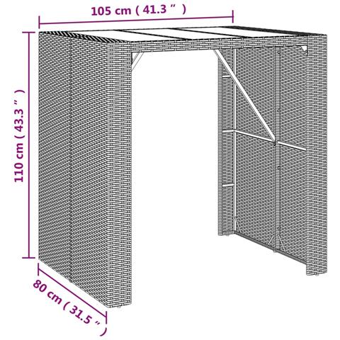 Set Bar Giardino 5pz Grigio Polyrattan e Legno Massello Acacia - Foto 8