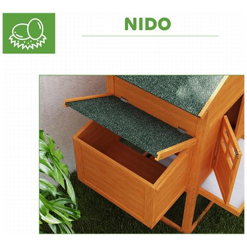 Pollaio da Giardino per 1-2 Galline con Area per Cova, Casetta e Spazio Aperto, in Legno e Metallo, 179x67x115 cm - Foto 2